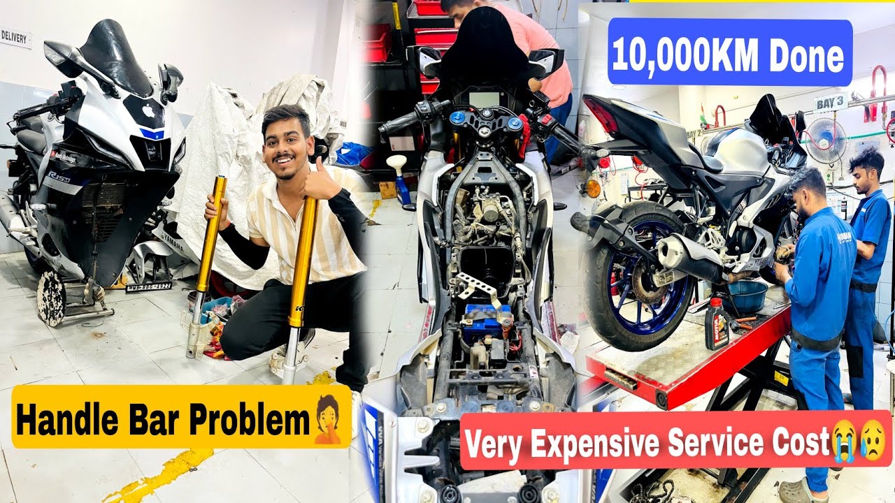 Yamaha R15M Service Cost after 10,000 KM Done || Handle Bar Problem Solved🤦‍♂️ || Cost ?😱