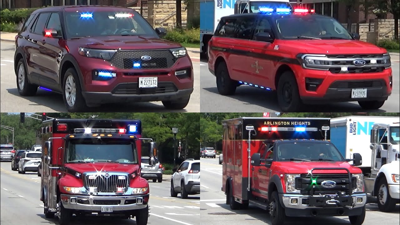 *RARE* Arlington Heights IL Fire Dept Chief 101, Batt. 1, Squad 2, Ambulance 2, & AHPD Responding