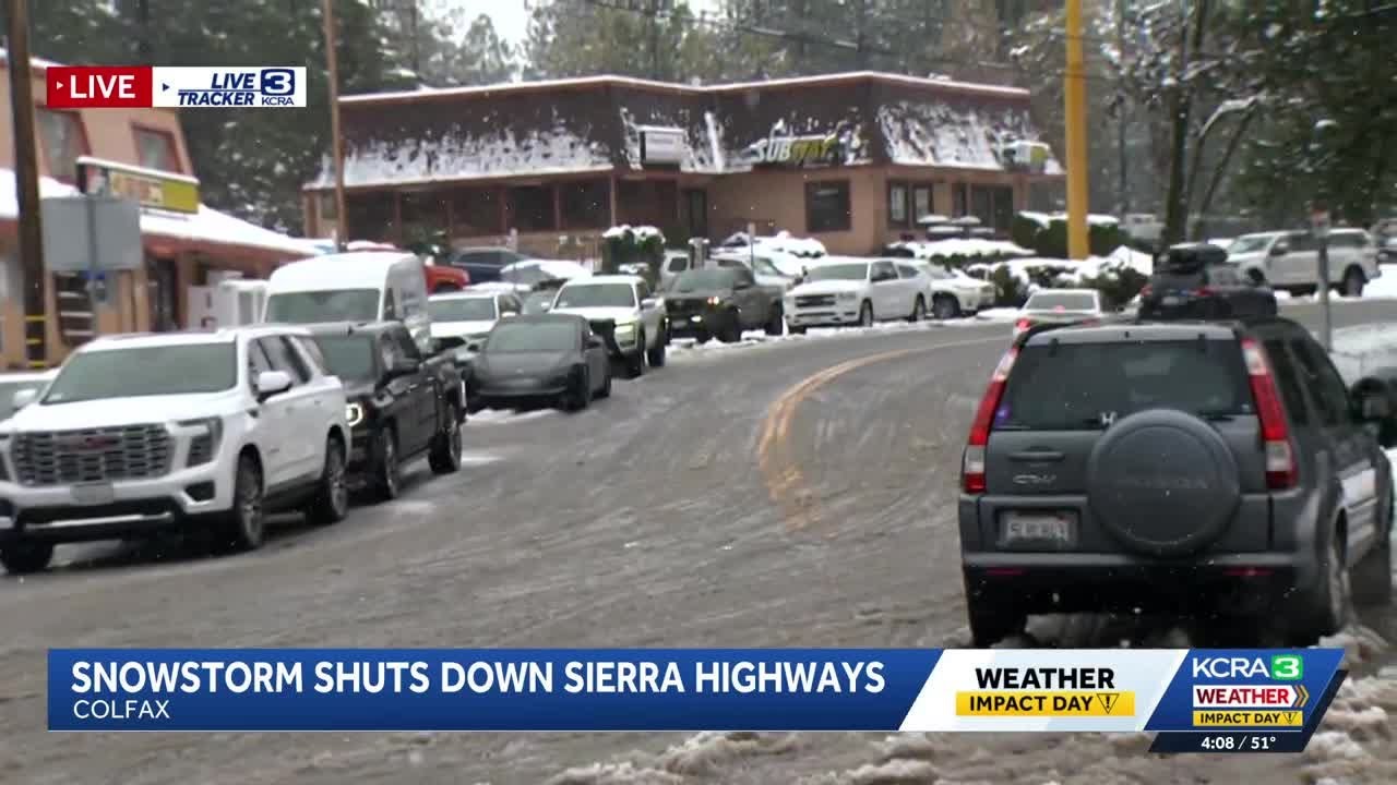 Snowstorm again shuts down I-80, highway 50 in the Sierra
