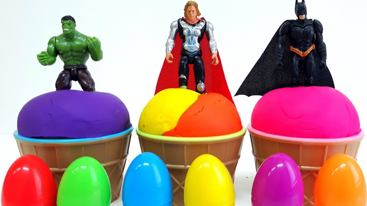Play Doh Ice Cream Cups Surprise Eggs and Car Toys