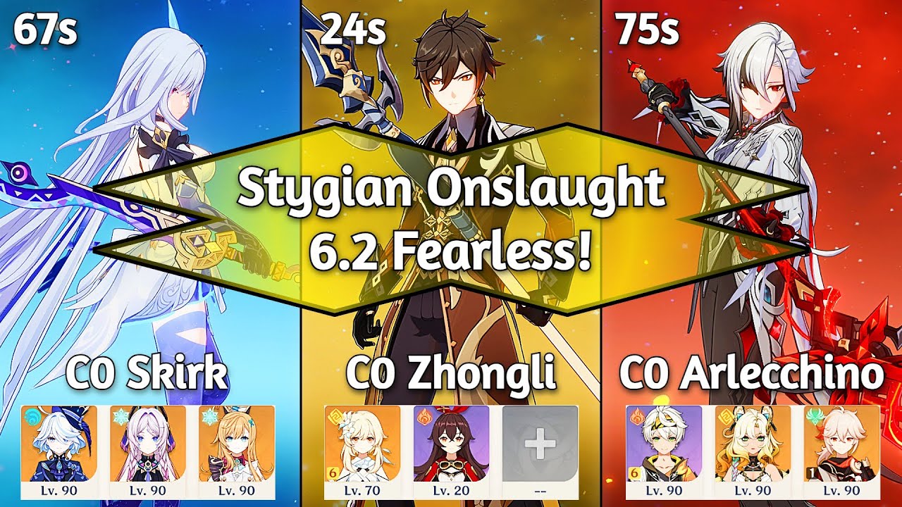 Stygian Onslaught 6.2 | C0 Skirk x C0 Zhongli x C0 Arlecchino | Fearless Mode | Genshin Impact