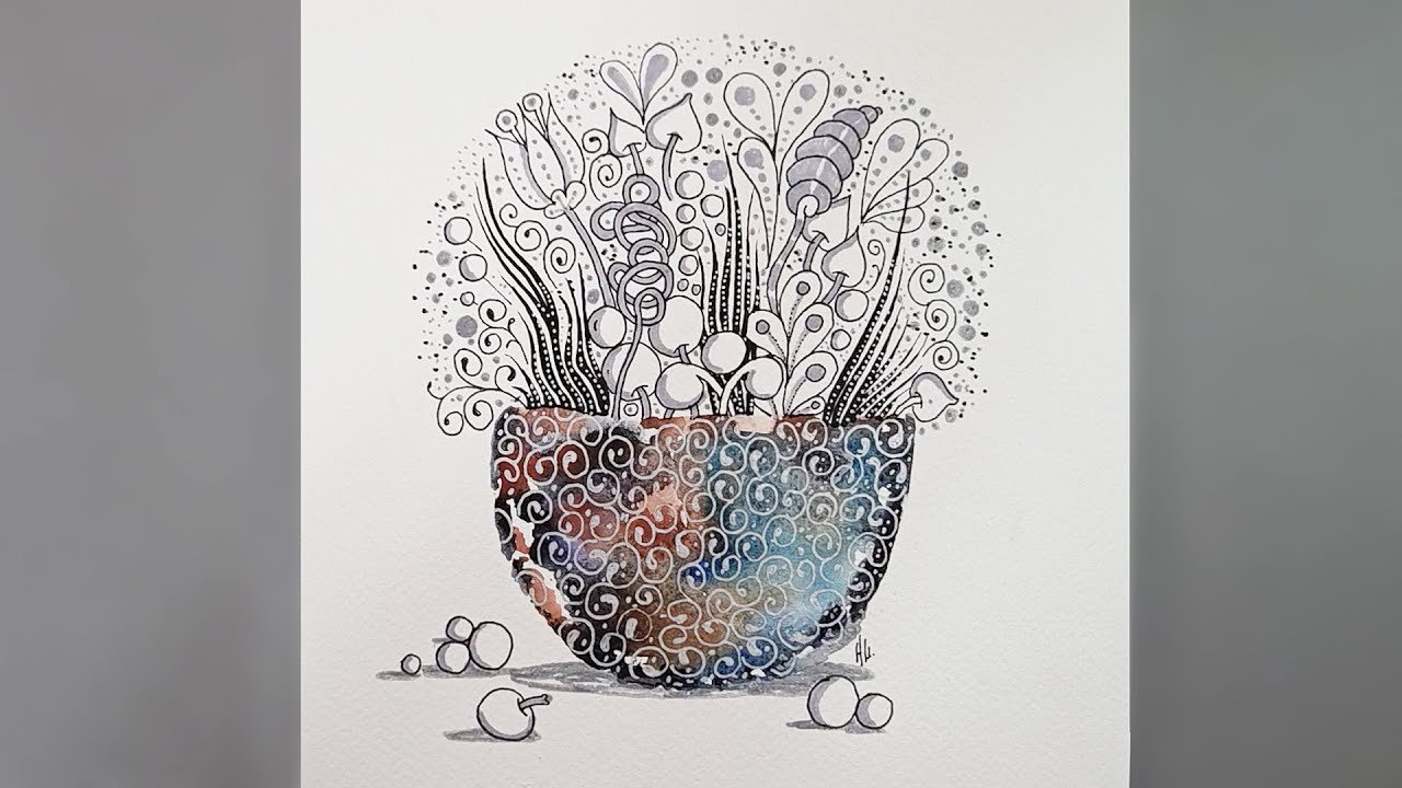 Watercolor Zentangle Art | Watercolor Zen Doodle | Creative & Relaxing