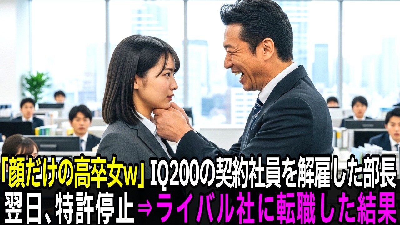 「顔だけの高卒女w」とIQ200の契約社員を解雇した部長。翌日、全特許が停止→ライバル会社のCTOに迎えられた結果…