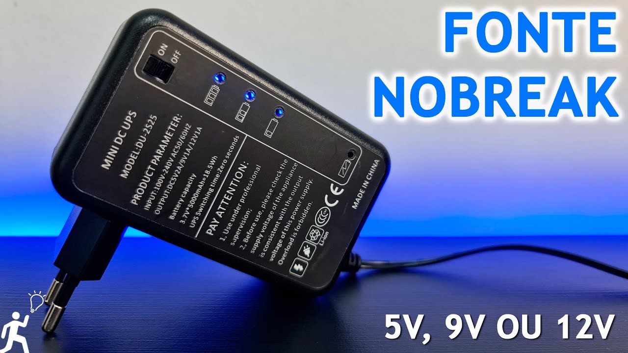 FONTE NOBREAK BOA E BARATA COM REGULAGEM 5V, 9V OU 12V E OPÇÃO PARA BATERIA EXTERNA