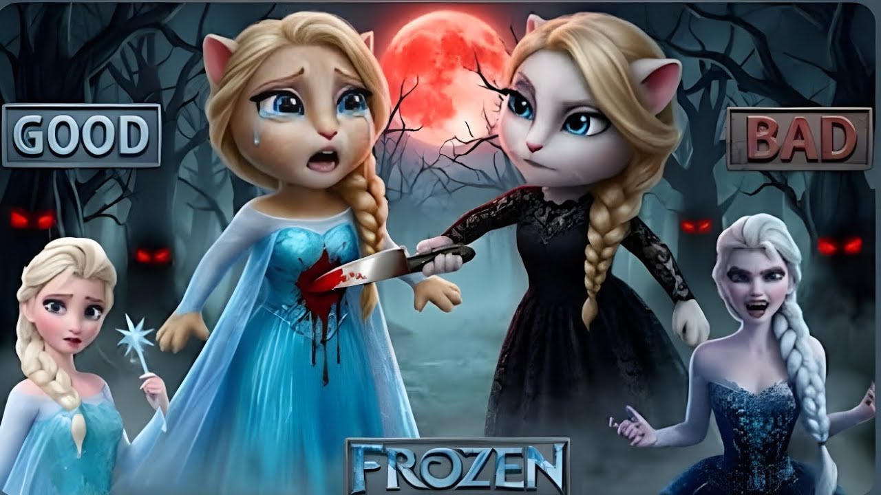 My Talking Angela'm 2 💜 Good vS bad 💕 Frozen Queen good Elsa killed bad Elsa 🥰 Cosplay Mekover