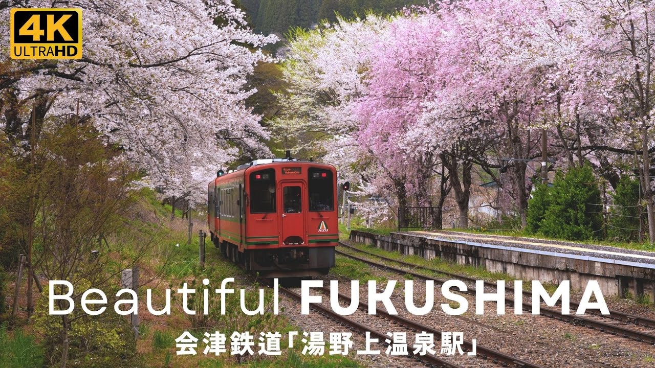 Beautiful FUKUSHIMA 福島の遅咲き桜 会津鉄道「湯野上温泉駅」