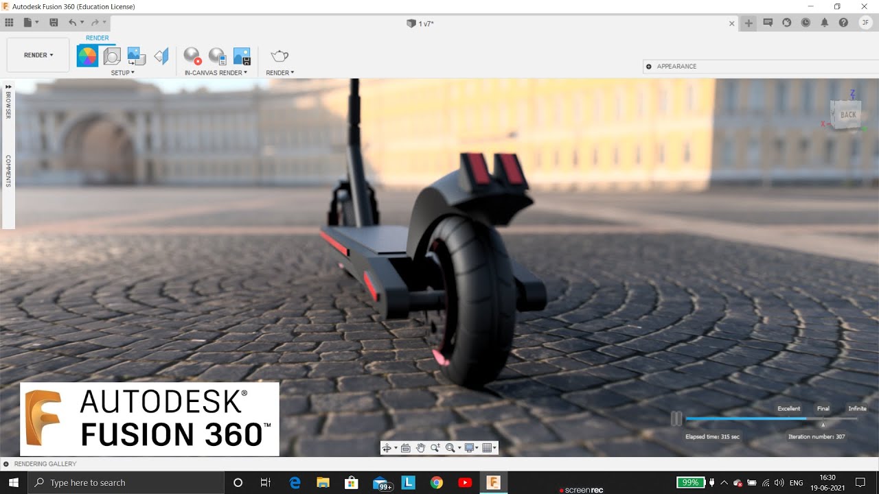 Fusion 360 electric scooter modelling