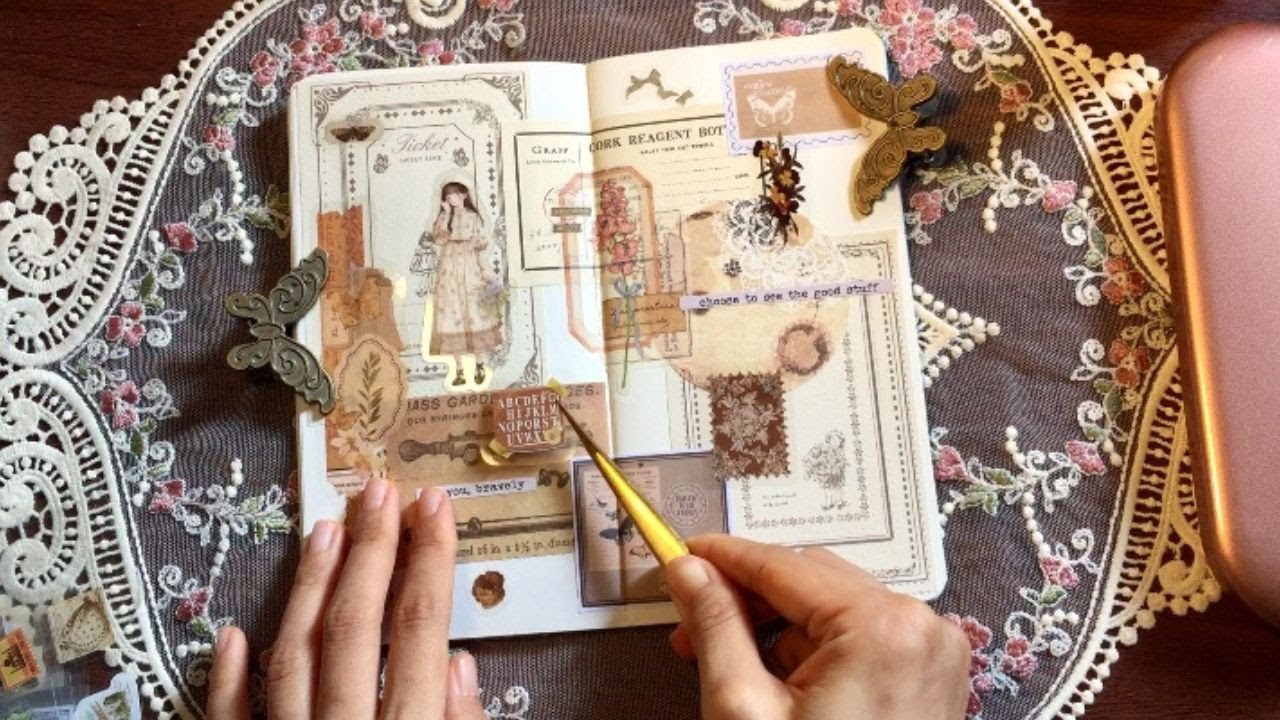 🤎 ASMR vintage collage journal with me 