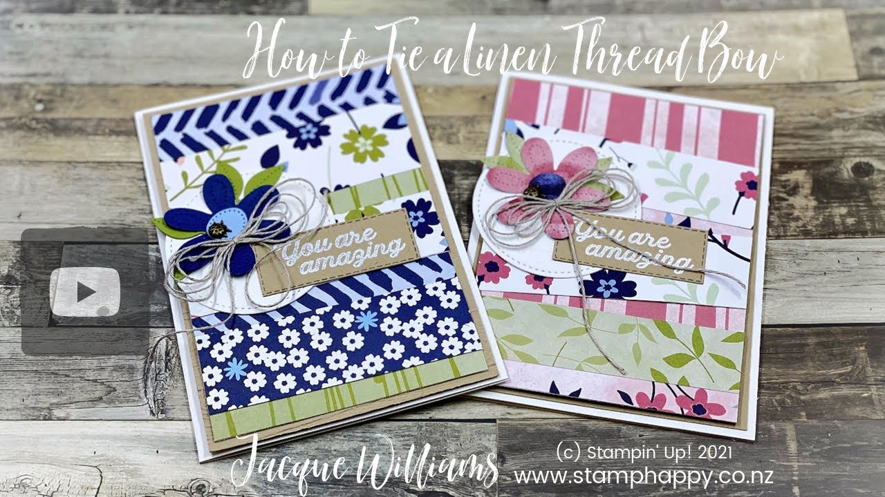 How to Easily Tie a Big Linen Thread Bow!  with Paper Blooms SaleABration Paper and In Bloom Bundle