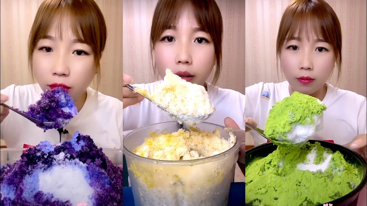 ASMR SHAVED ICE EATING / ICE EATING. QIAN