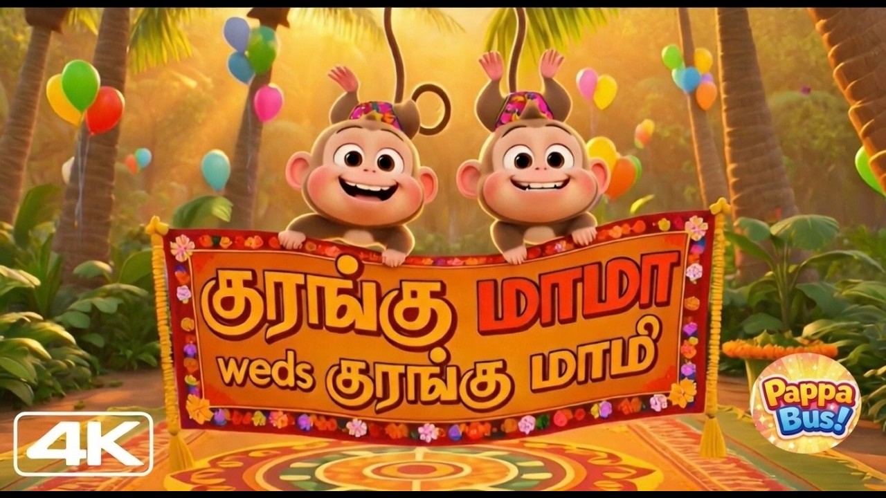 Korangu Mama Kalyanam 🐒 | Tamil Baby Rhymes | Funny Animal Wedding Song | Kids Tamil 3D Animation