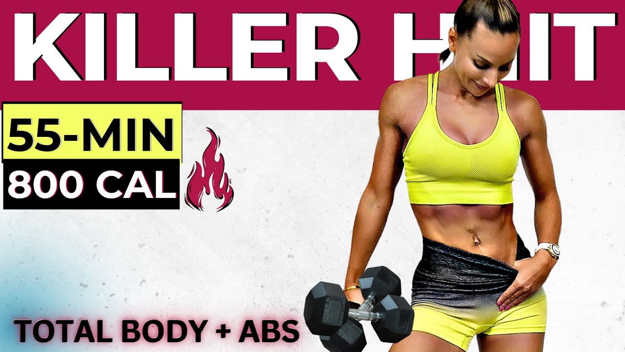 50-MIN FAT KILLER HIIT WORKOUT (total body weight loss, burn fat, build lean muscle + abs workout)