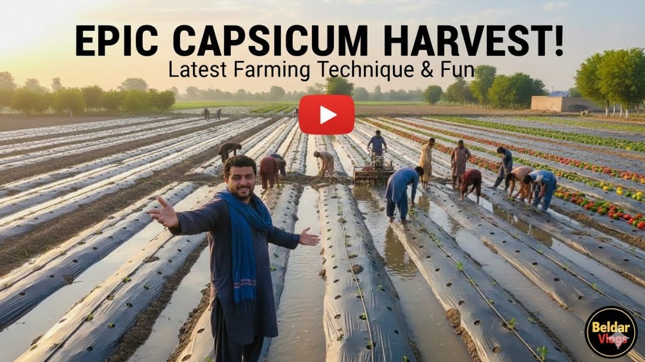 Capsicum harvest 14 Masoomabad Chak 14 N/P #farmervlog #farming #sowingseeds 