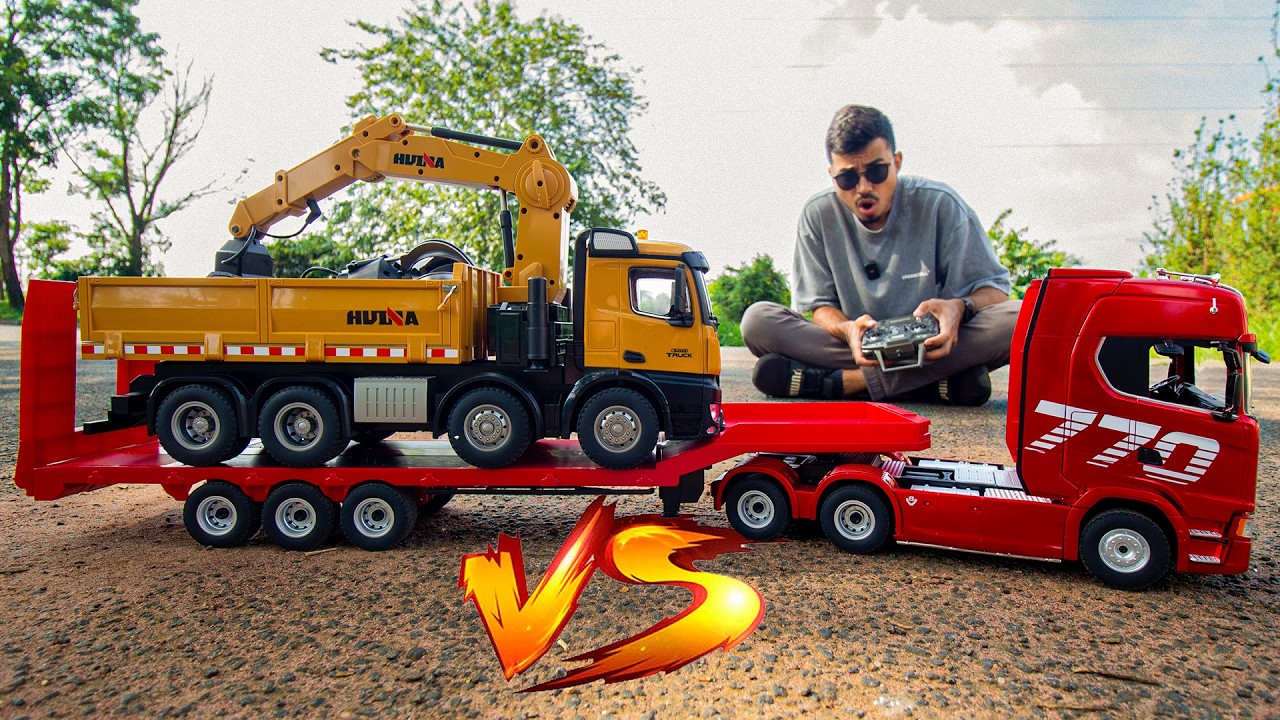 BRIGA DE GIGANTES! 🚛 Huina SCANIA 770S com Carreta vs Huina 538 MUCK Truck  Qual é o Melhor C