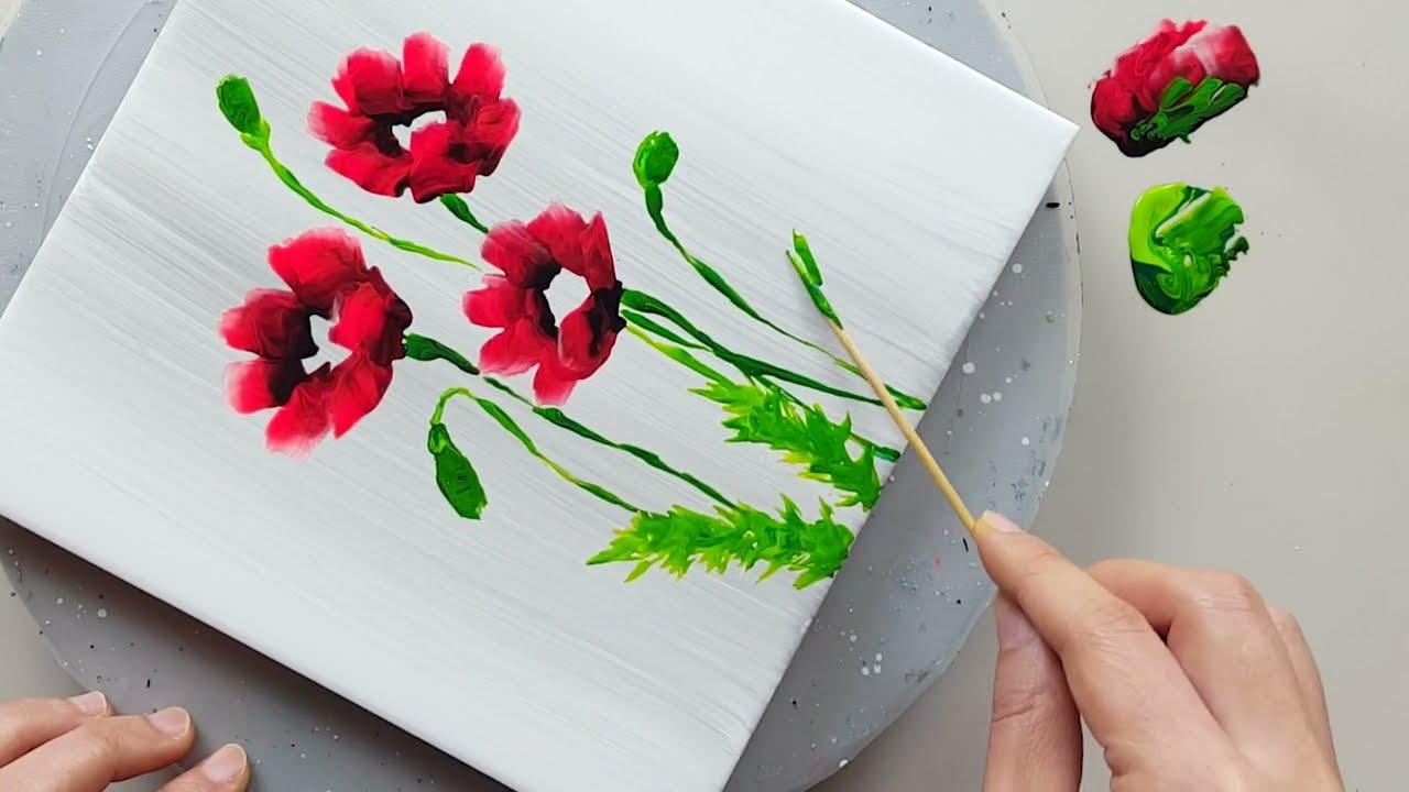 (1019) The secret to painting red flowers | Easy Painting Ideas for Beginners | Designer Gemma77