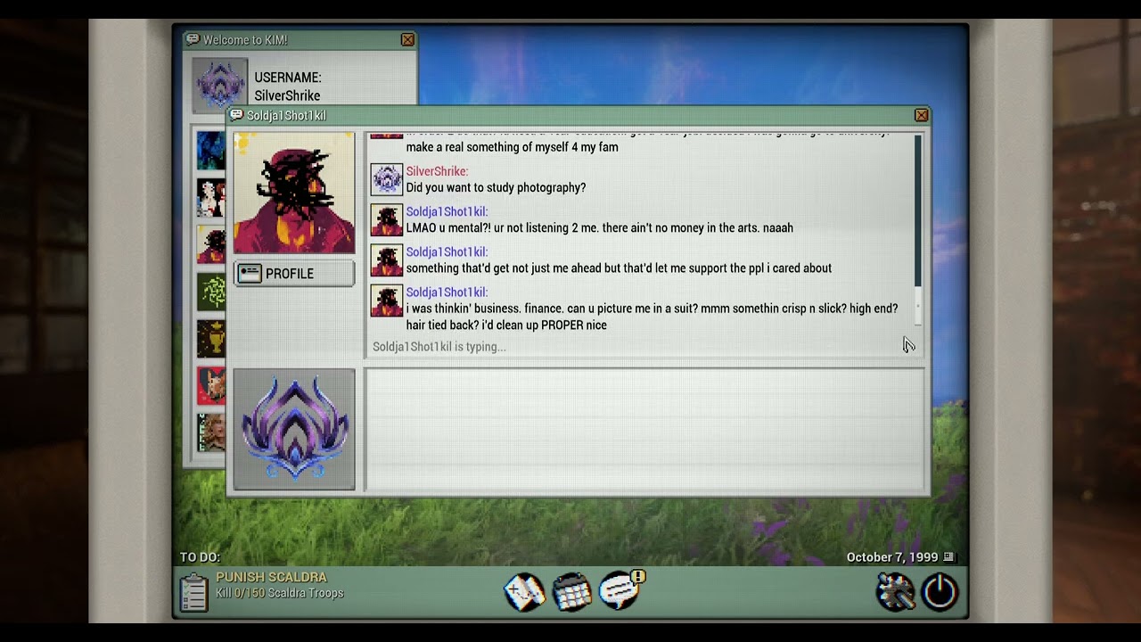 Warframe 1999: Asking Quincy about why he went into the army and became a sniper