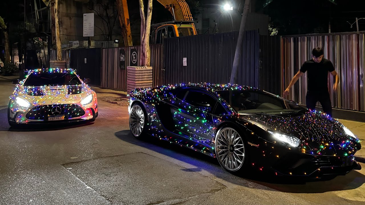 Рождественское настроение!!! Lamborghini Aventador S и AMG GT Black Series с мигалками!!! *Жоау В...
