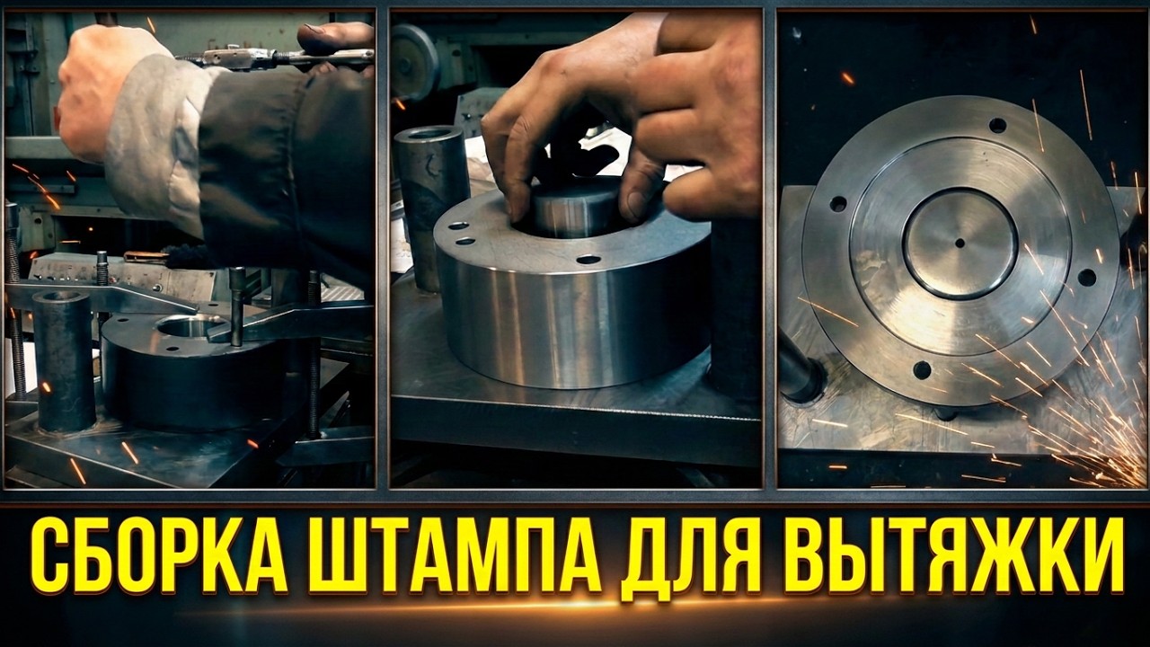 Сборка вытяжного штампа для штамповки колпачка из латуни. Четвертая серия.
