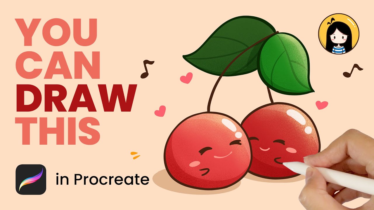 How to Draw Cute Cherries in Procreate | Easy Tutorial for Beginners | Cute Drawing Ideas