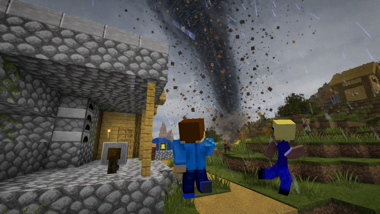 Minecraft, but a TORNADO spawns when you take damage