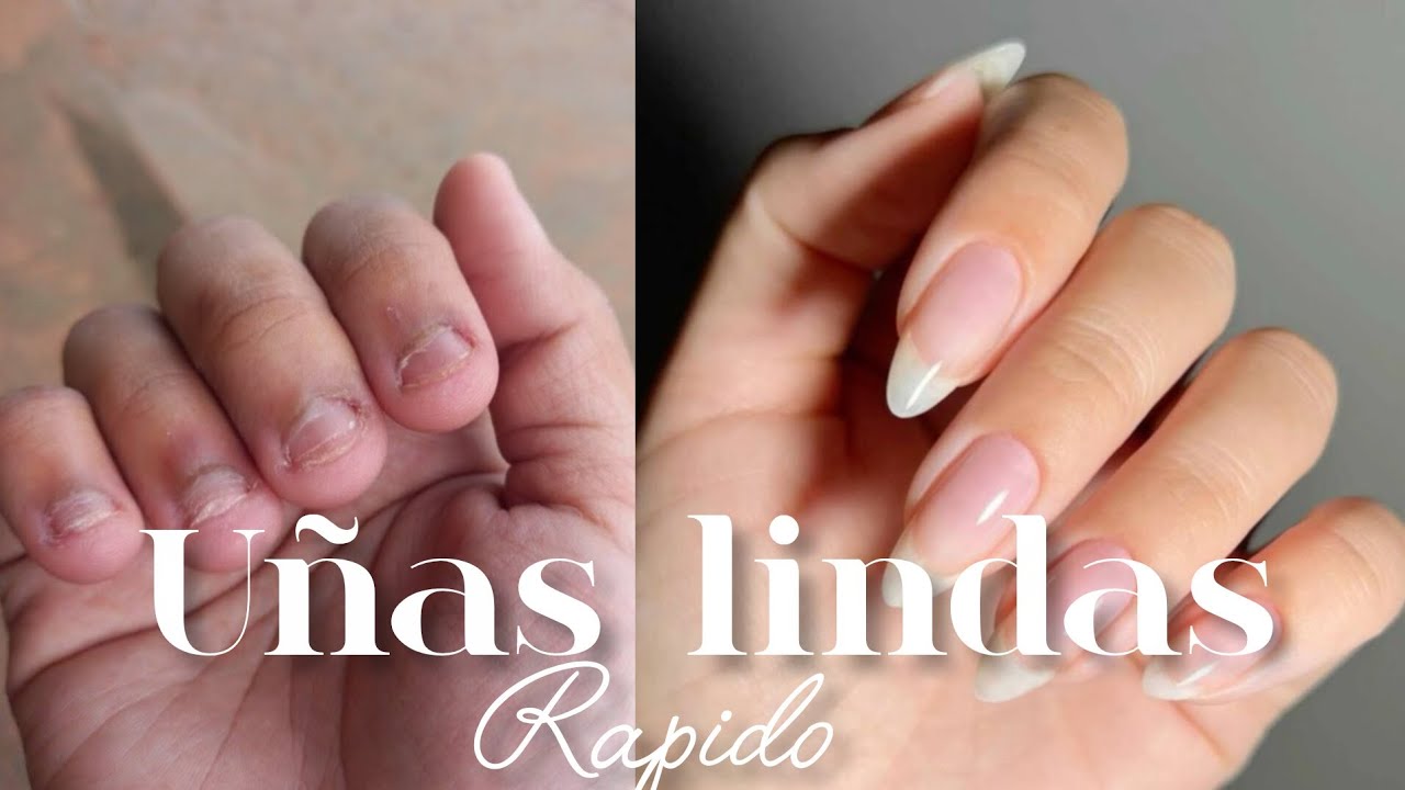 Uñas lindas en UNA SEMANA? | cómo hacer cre er tus uñas rápido y fácil 