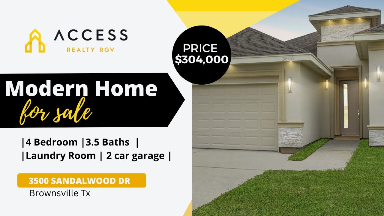 3500 Sandalwood Dr with 4 beds 3.5 baths 2 car garage in Brownsville Tx price $304,000