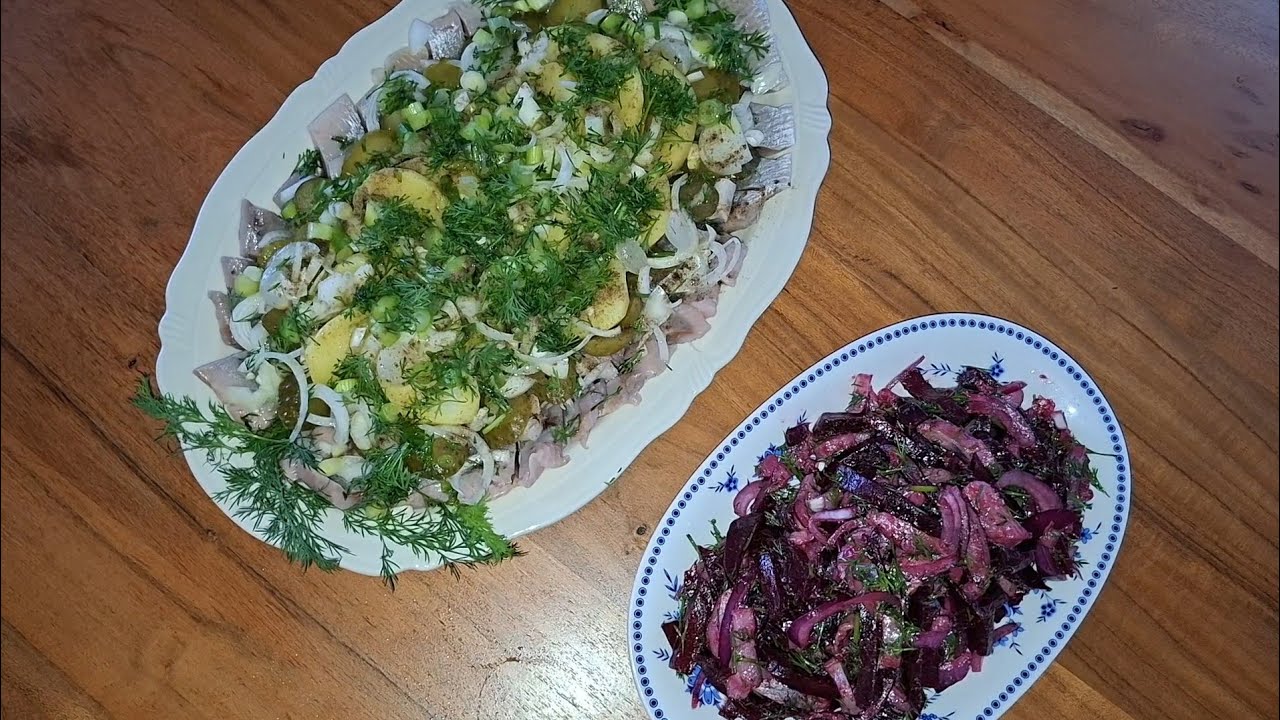 Салат с селедкой!+Селёдка с картошкой! Heringplatte! + Salat mit Hering! #hering #селёдка 