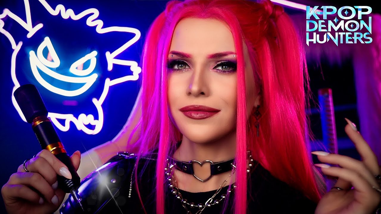 KPop Demon Hunters ASMR 🌙 | Bossy Mira Gives You A Tattoo Backstage - Hanging with Huntrix 🎤