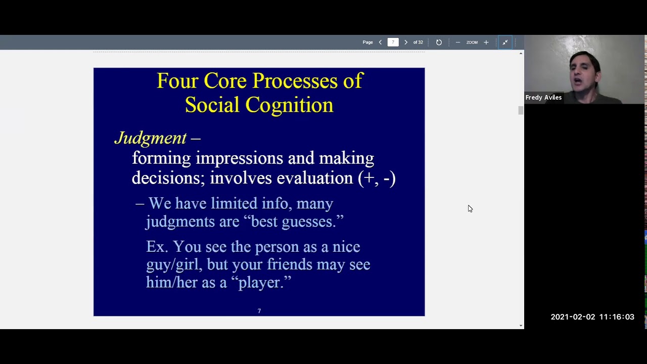 Social Psychology Chapter 3 (Social Cognition) Lecture Part 1