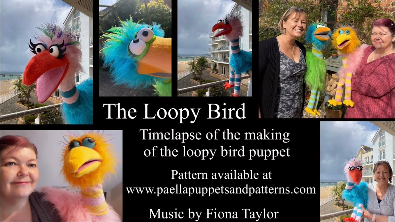 Timelapse making of the Loopy Bird Puppet. Pattern Available!