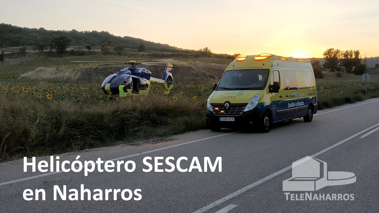 Helicóptero SESCAM despega en Naharros (Cuenca)