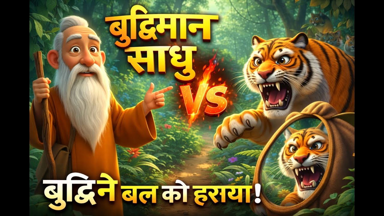 बुद्धिमान साधु | जब बुद्धि ने बल को हराया | प्रेरणादायक कहानी | 3D Cartoon Story