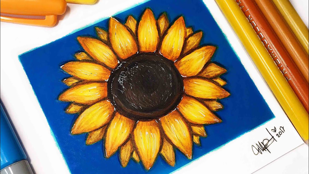 COMO DIBUJAR  Y PINTAR UN GIRASOL -  LOS TUTOS