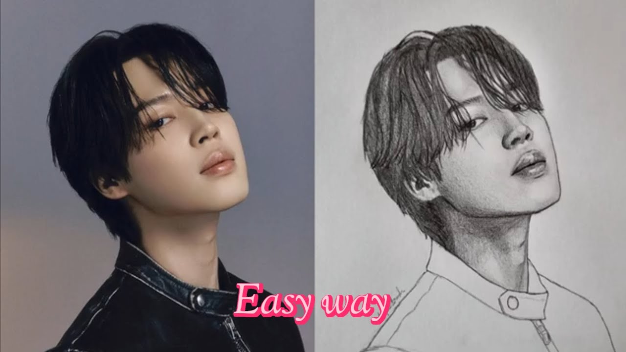  how to draw Jimin 🩷🎀💜🫶 easy drawing mochi💛