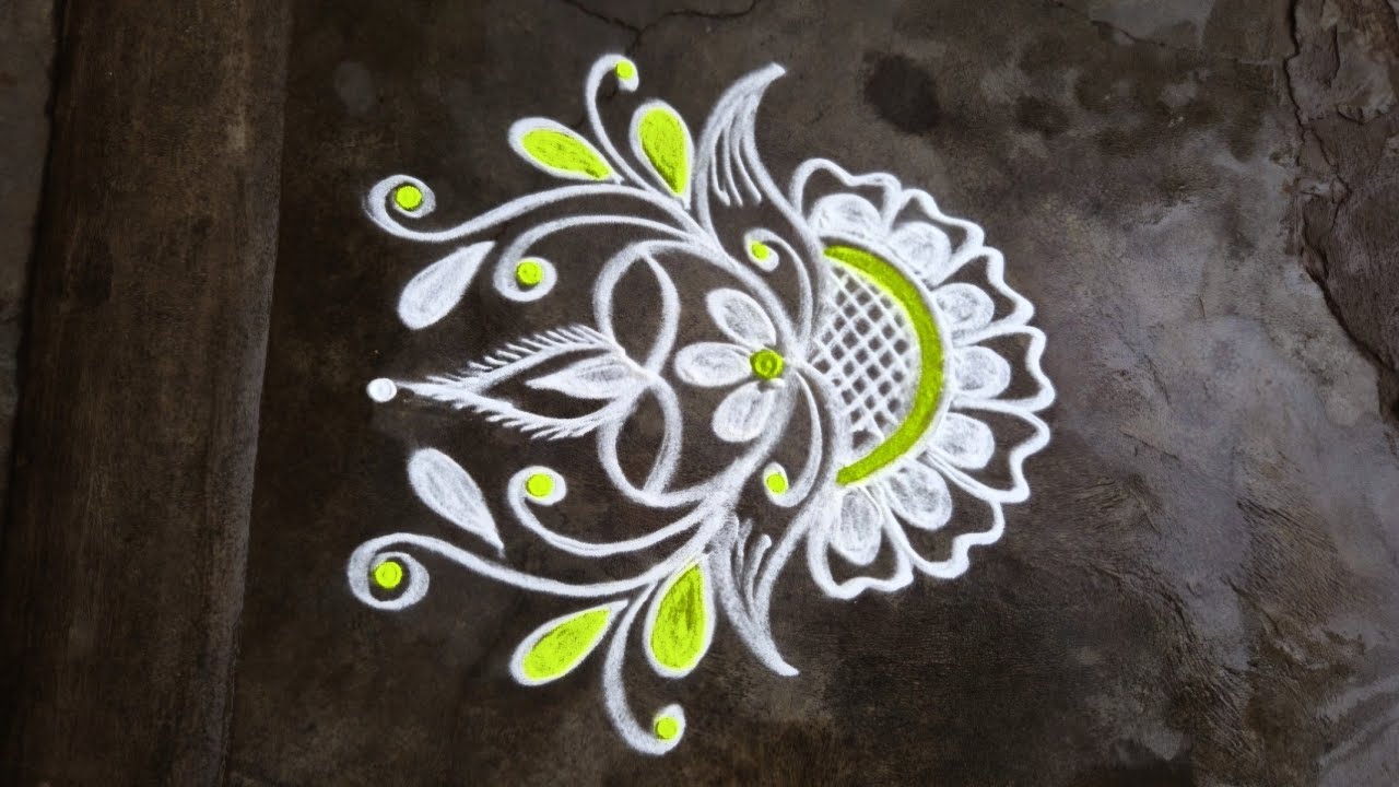 Apartment rangoli for beginners/Kutty Kutty kolam/Beginners rangoli designs