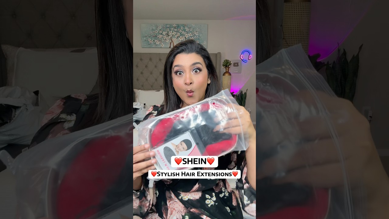 SHEIN💜Stylish Hair Extensions With Red Hat| #hairstyle #hairextensions #fyp