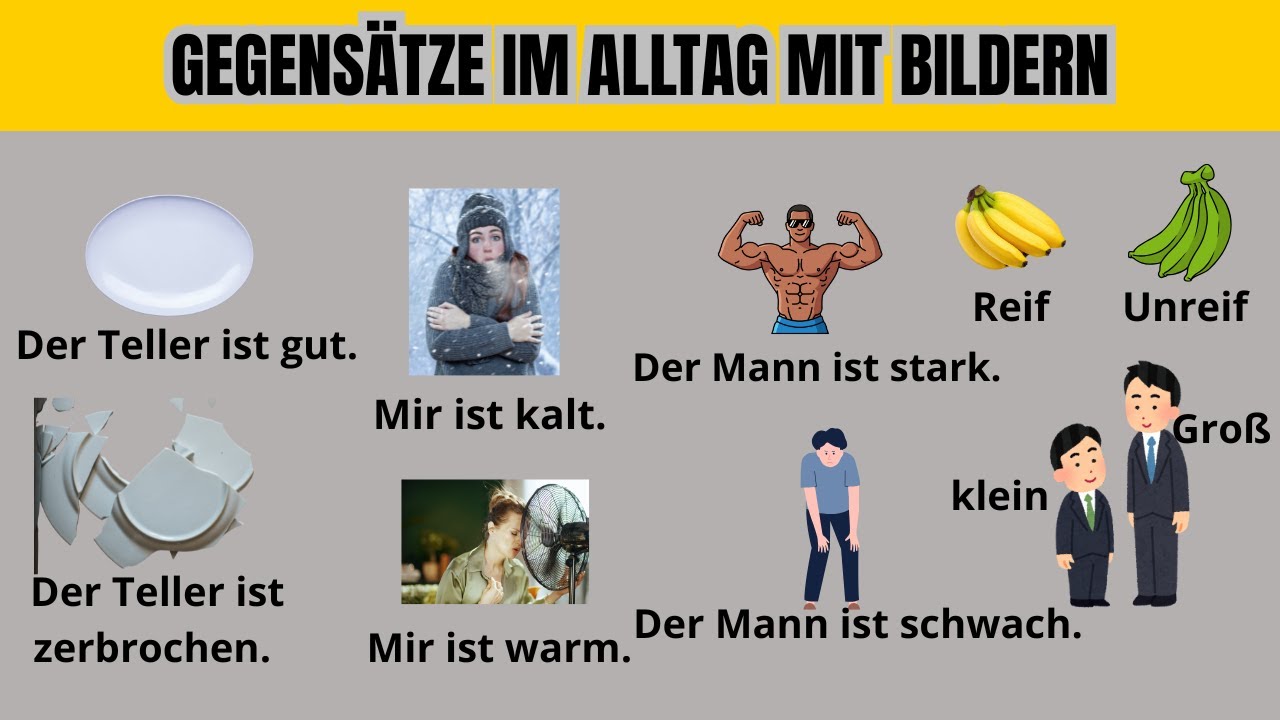 STOP! DIESE GEGENSÄTZE MUSST DU KENNEN (A1) – MIT BILDERN.
