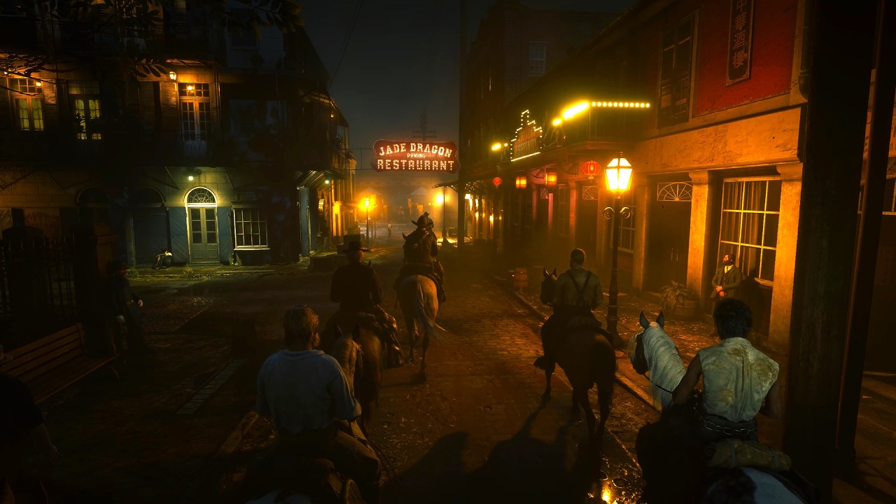 4K Relaxing Western Gang Horse Riding Sounds in RDR2