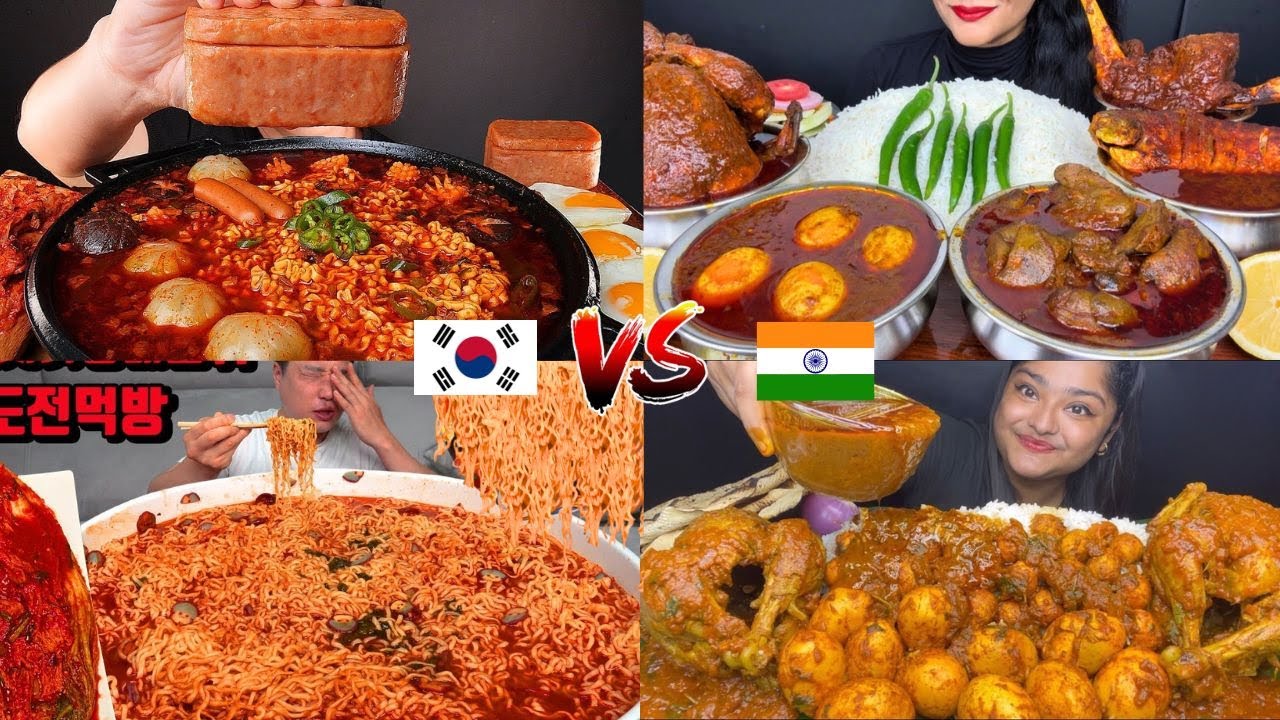 🔥 KOREAN vs INDIAN SPICY FOOD 🌶️🥵 ULTIMATE MUKBANG CHALLENGE COMPILATION 🍜🔥