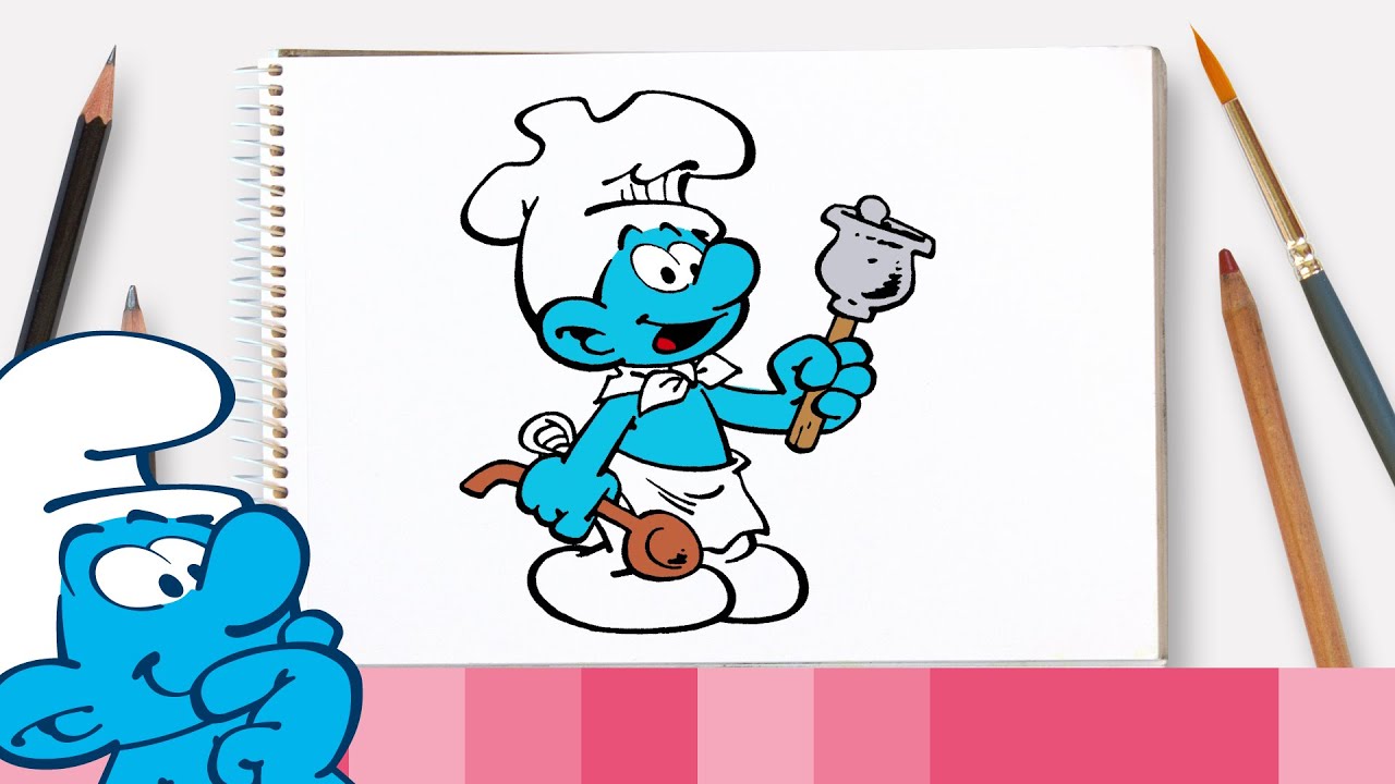S&aring; h&auml;r ritar du Glufssmurfen &bull; Smurfarna