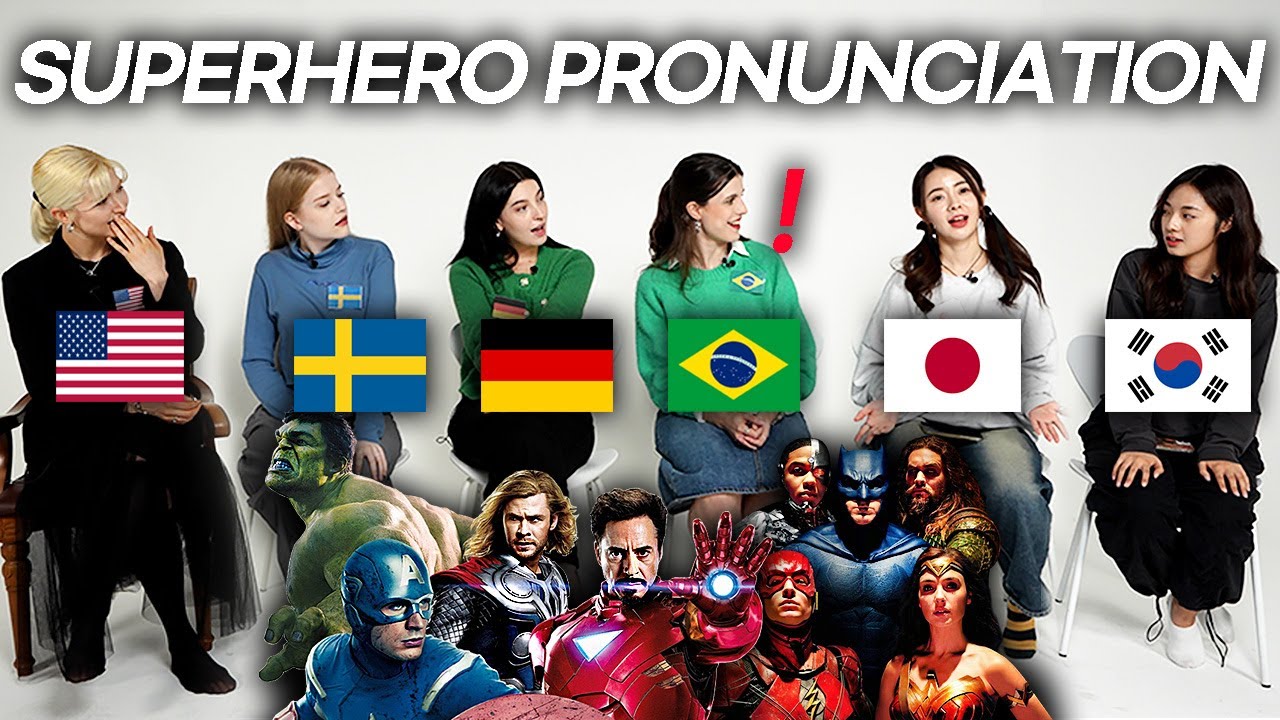 Everyone was shocked by SuperHero Pronunciation Differences!(Brazil, Usa,Germany,Sweden,Korea,Japan)