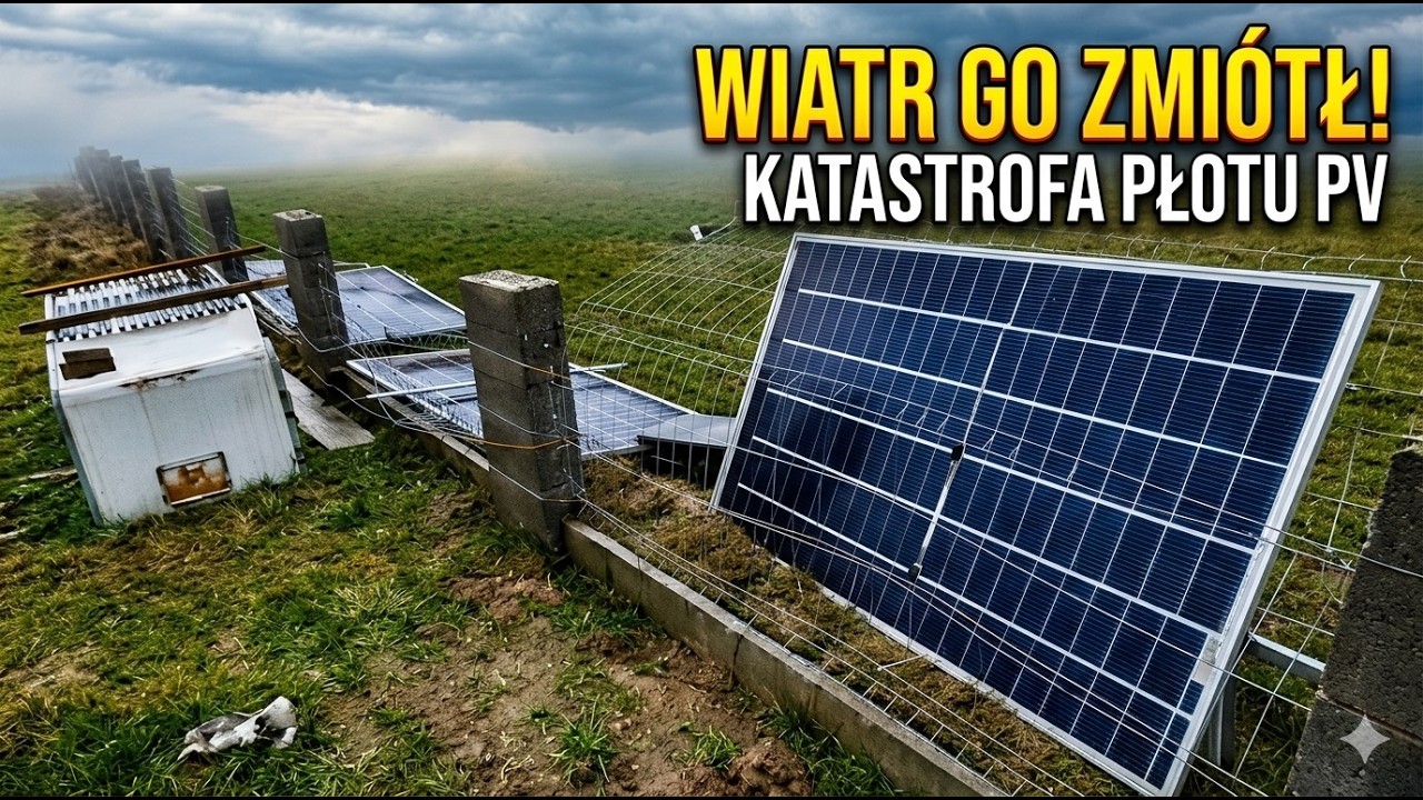 LANY PONIEDZIAŁEK i Katastrofa płotu fotowoltaicznego - panele pv nie wytrzymały- dom za złot&oacute;wke
