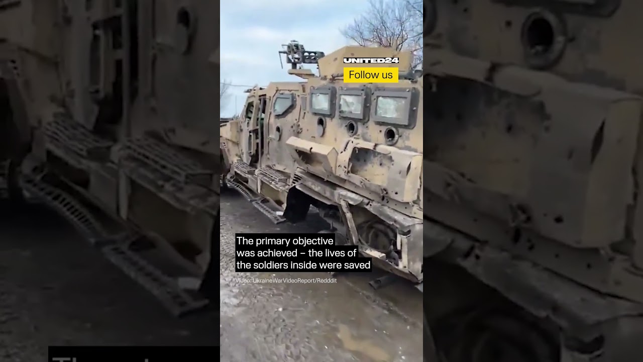 Evacuation of Damaged Ukrainian MRAP #warinukraine