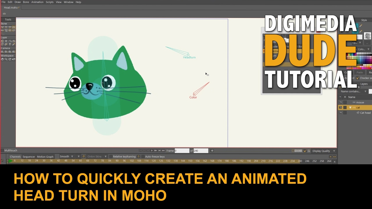 How To Quickly Create An Animated Head Turn In MOHO