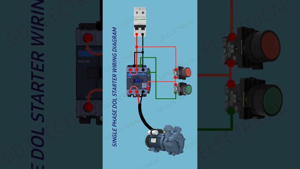 single phase dol starter wiring diagram #dolstarter #singlephasemotor #starter #connection