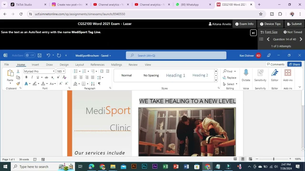 CGS2100 Word 2021Exam Lazer | GS100 Powerpoint 2021 Exam | CGS 2100 Summer 2024 Lazer | Simnet