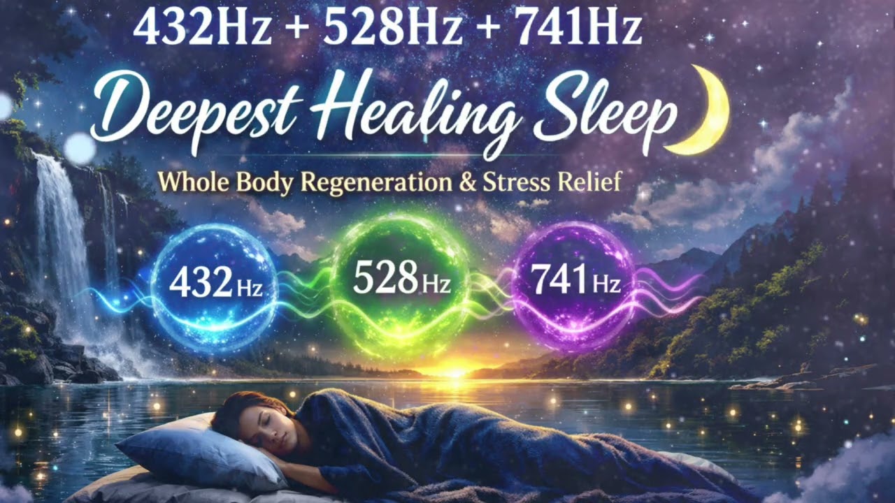 432Hz + 528Hz + 741Hz | Deepest Healing Sleep 🌙 Whole Body Regeneration & Stress Relief 