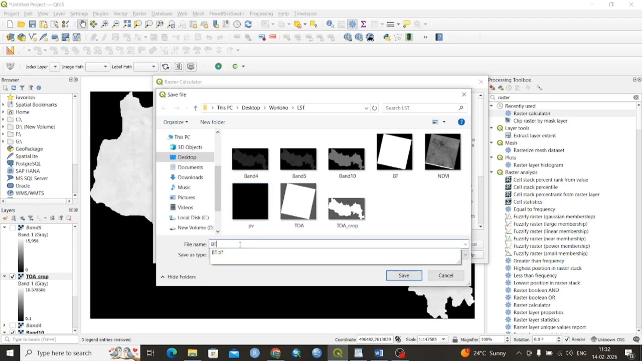 Land Surface Temperature calculation from Landsat 8 thermal band