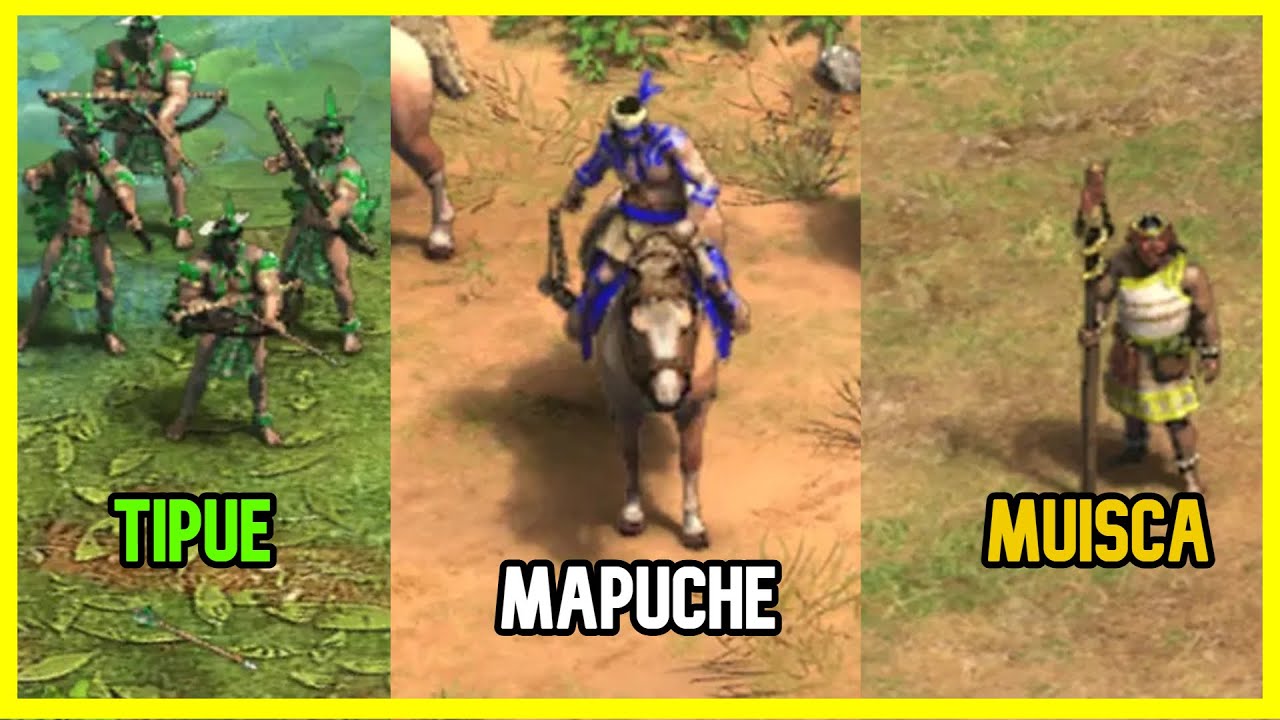 NUEVAS UNIDADES MAPUCHES-MUISCAS-TIPUES-INCAS AOE (NUEVO DLC)