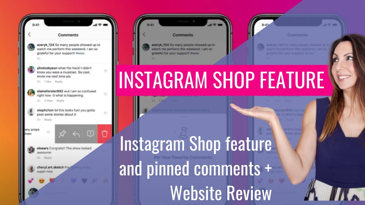 Instagram Shop feature and pinned comments + Website Review